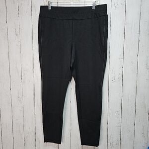 J. Jill Women's Ponte Knit Leggings Pants Black Side Piping Pull On Size Large.